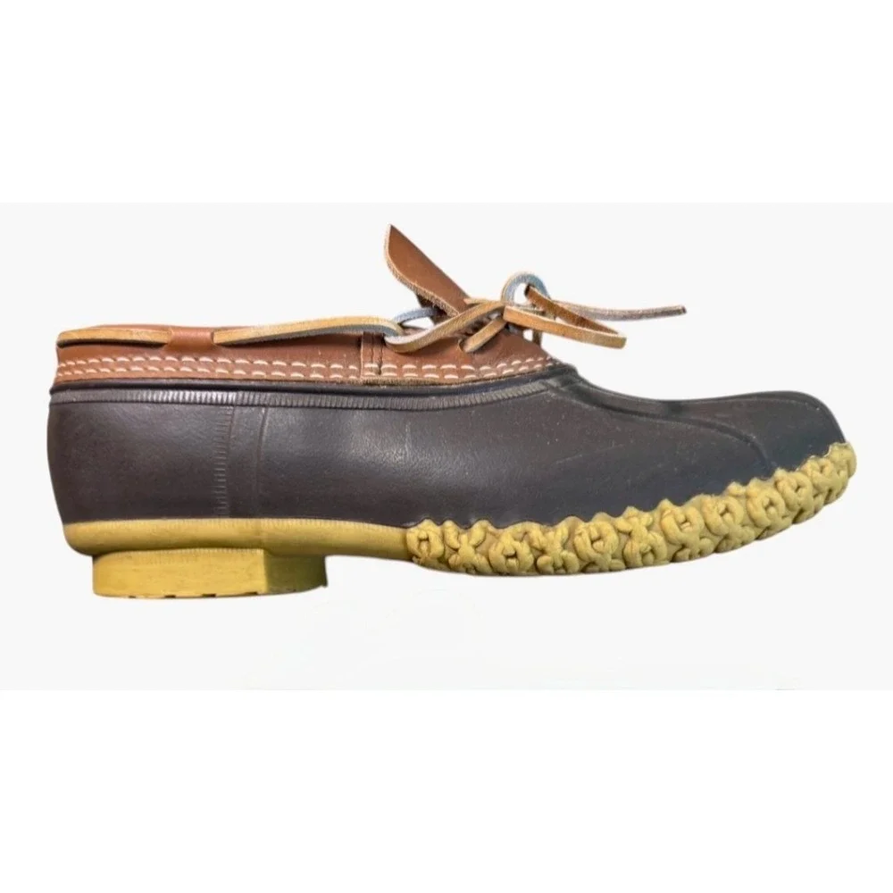 L.L. Bean Men's 9 Wide Rubber Moc Brown Leather Duck Boots Made in Maine 175061